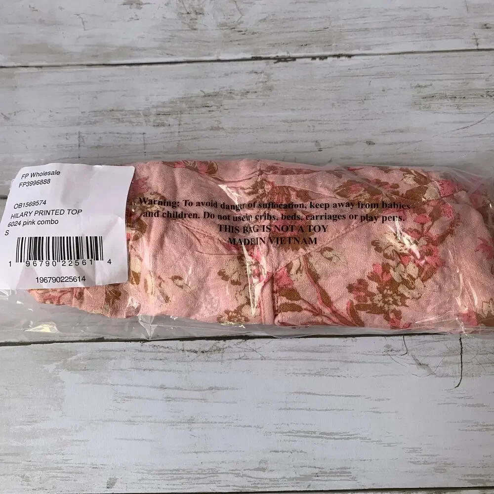 NWT Free‎ People Hilary Printed Top in Pink Combo